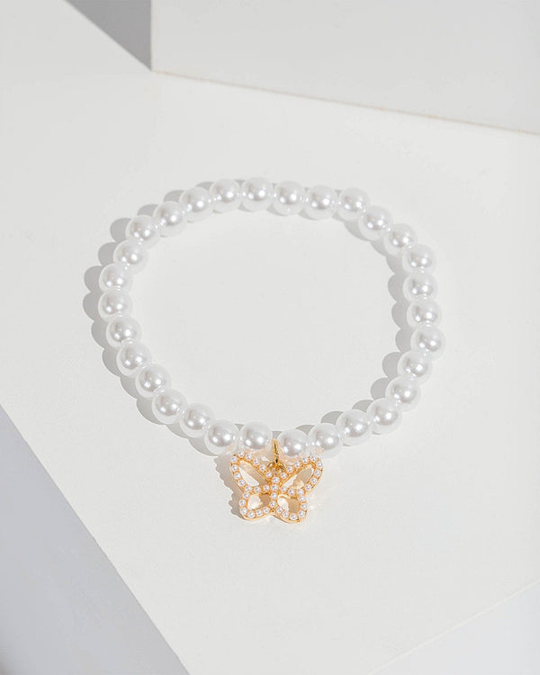 Colette by Colette Hayman White Pearl Butterfly Bracelet
