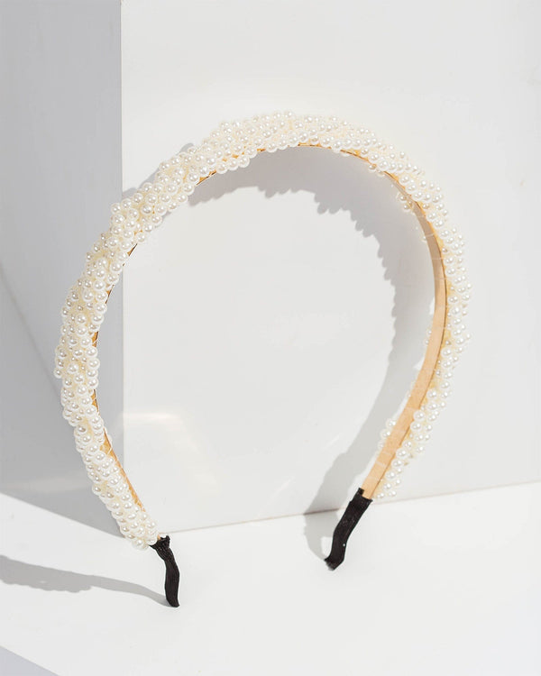 Colette by Colette Hayman White Pearl Cluster Twist Headband