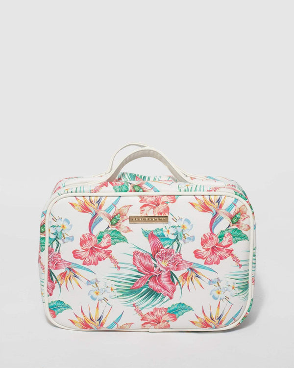 White Print Fold Out Travel Cosmetic Case | Cosmetic Cases