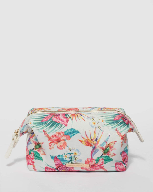 White Print Structured Makeup Bag | Cosmetic Cases