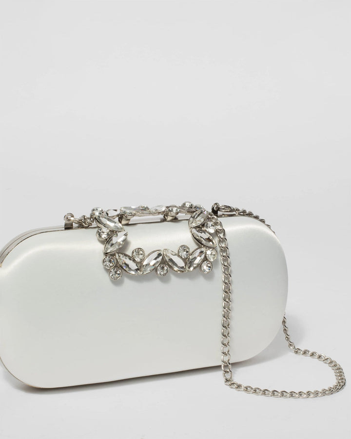 White Sholyn Rounded Box Clutch Bag | Clutch Bags