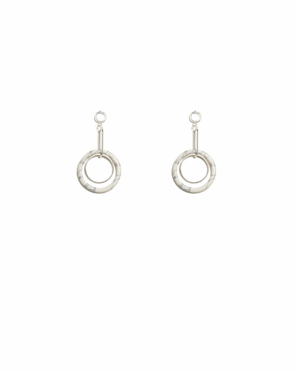White Silver Tone Fine Metal Geometric Acrylic Drop Earrings | Earrings