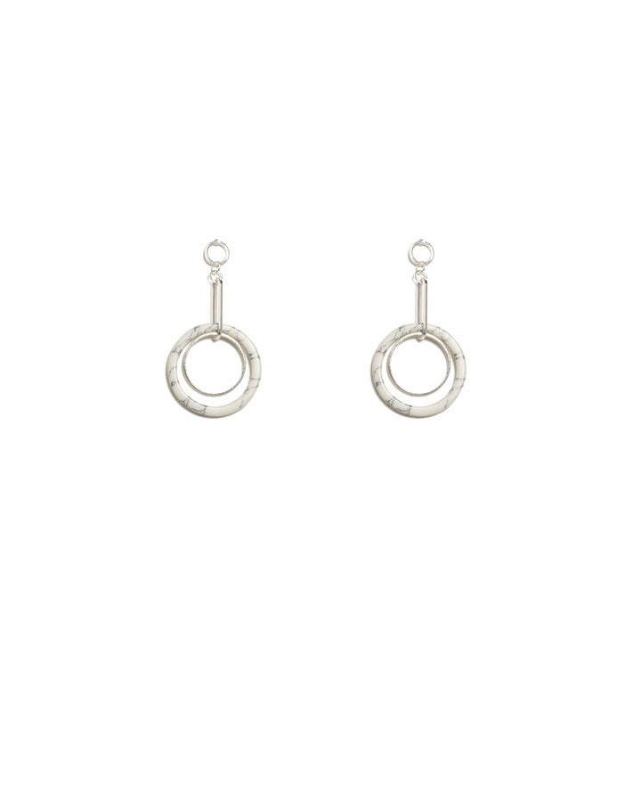 White Silver Tone Fine Metal Geometric Acrylic Drop Earrings | Earrings