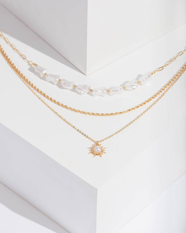 Colette by Colette Hayman White Sun Multi Chain Pearl Necklace