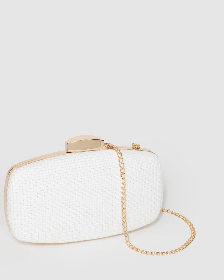 Colette by Colette Hayman White Talia Weave Clutch Bag