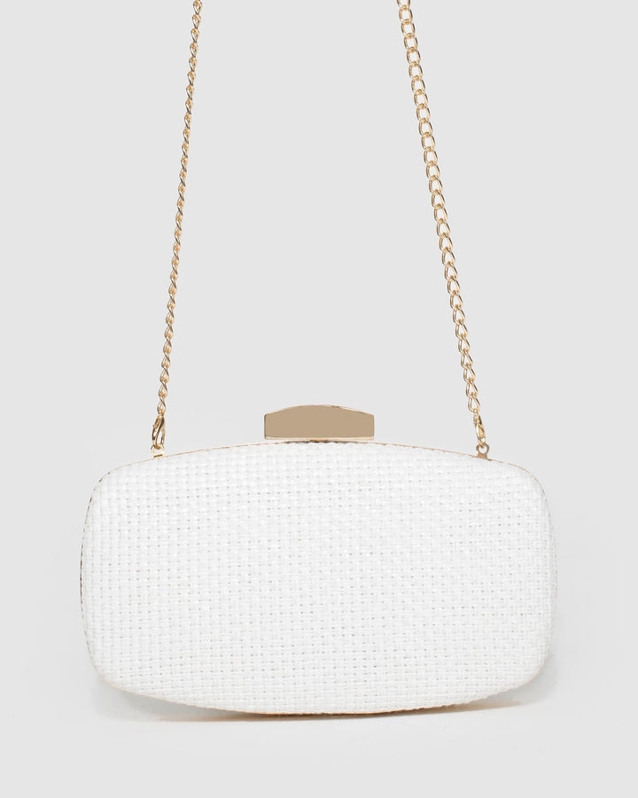 Colette by Colette Hayman White Talia Weave Clutch Bag