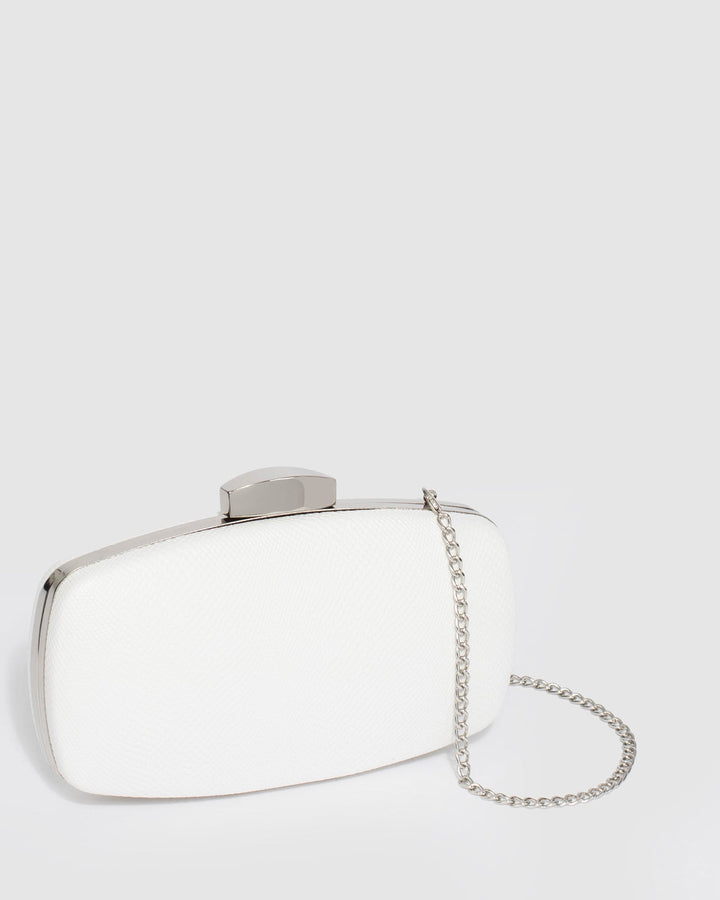 Colette by Colette Hayman White Talia Woven Clutch Bag