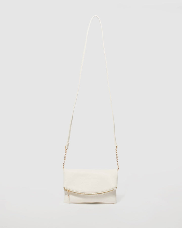White Zoe Fold Over Clutch Bag | Clutch Bags