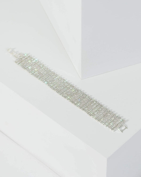 Wide Diamante Cup Chain Tennis Bracelet | Wristwear