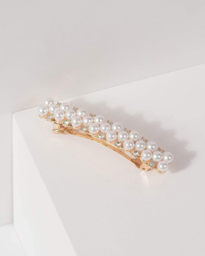 Wide Pearl And Diamante Hair Clip | Accessories