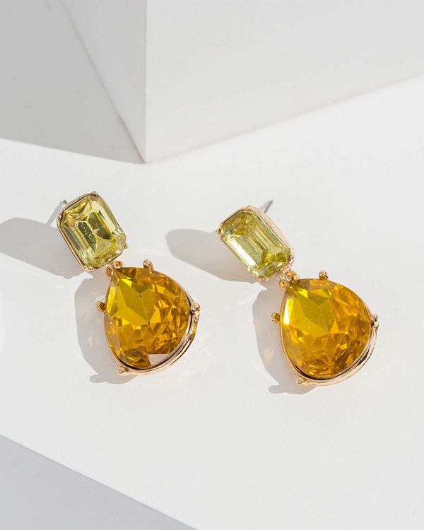 Colette by Colette Hayman Yellow Crystal Cluster Drop Earrings