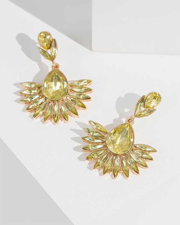 Colette by Colette Hayman Yellow Fanned Crystal Drop Earrings
