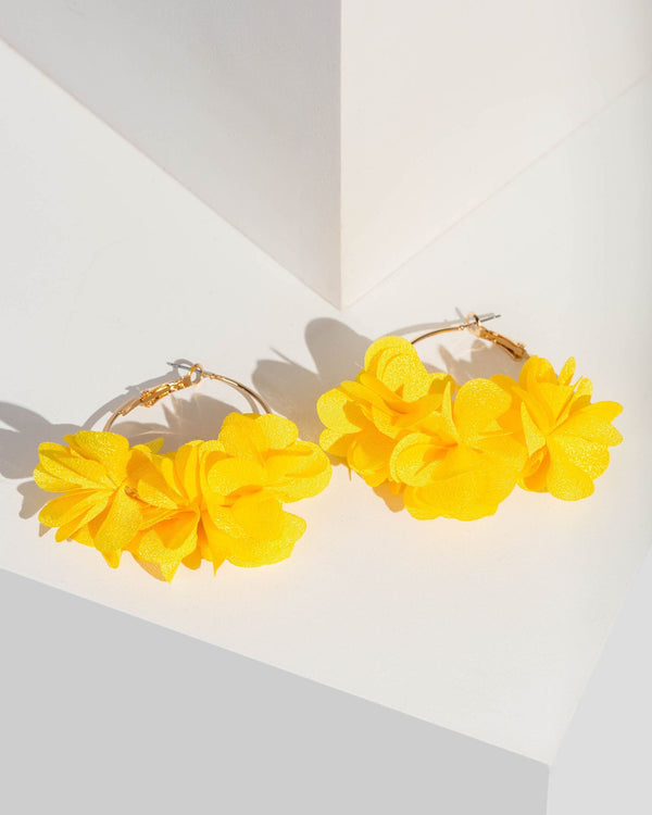 Colette by Colette Hayman Yellow Flower Hoop Earrings
