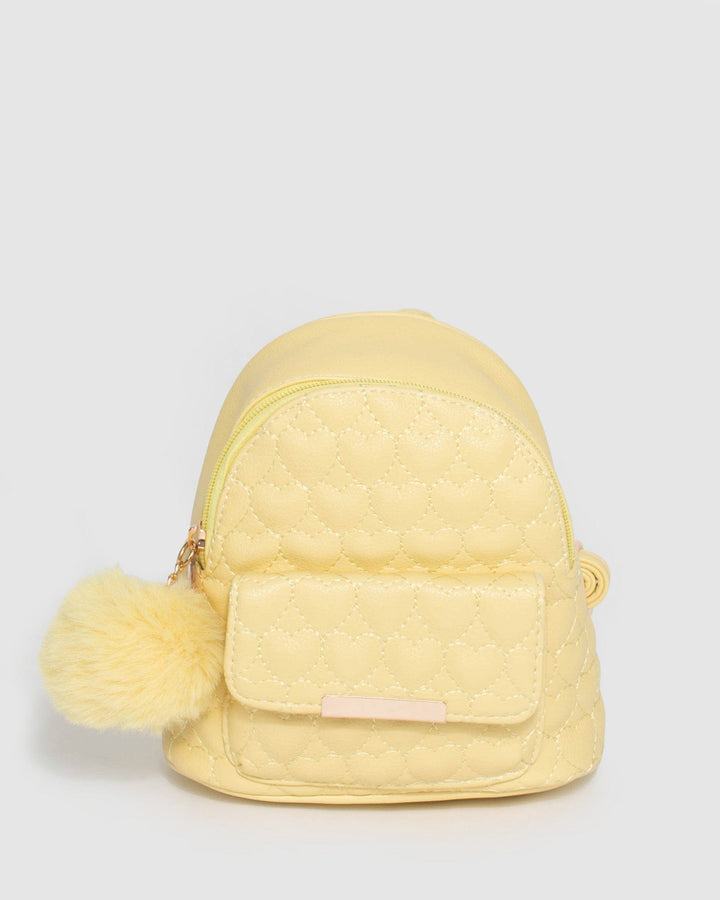 Yellow Kids Heart Quilt Mini Backpack | Kids Bags