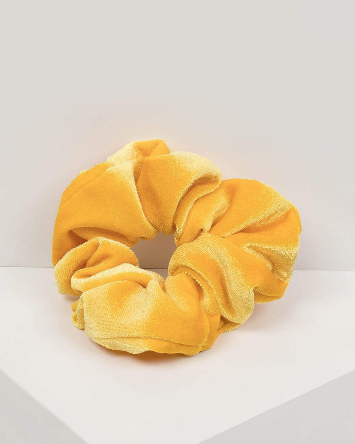 Yellow Medium Velvet Hair Scrunchie | Hair Accessories