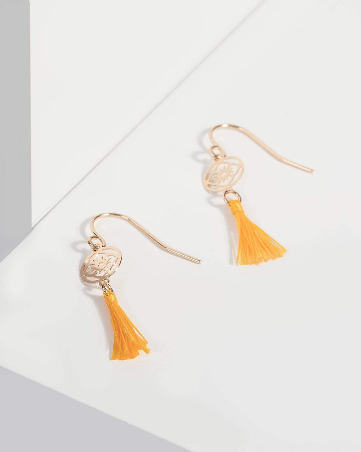 Yellow Mini Thin Twisted Hoop Earrings | Earrings