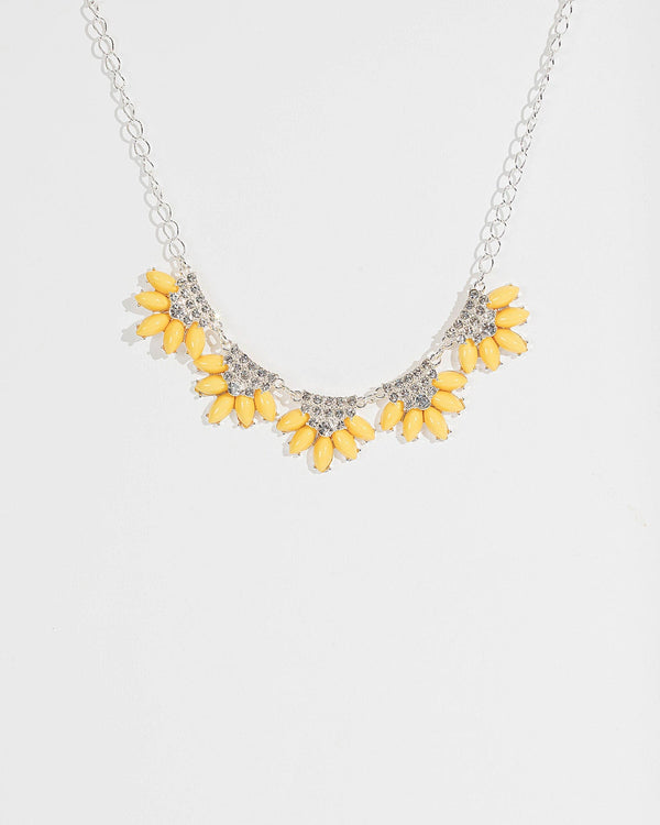 Yellow Multi Spiked Crystal Detail Necklace | Necklaces