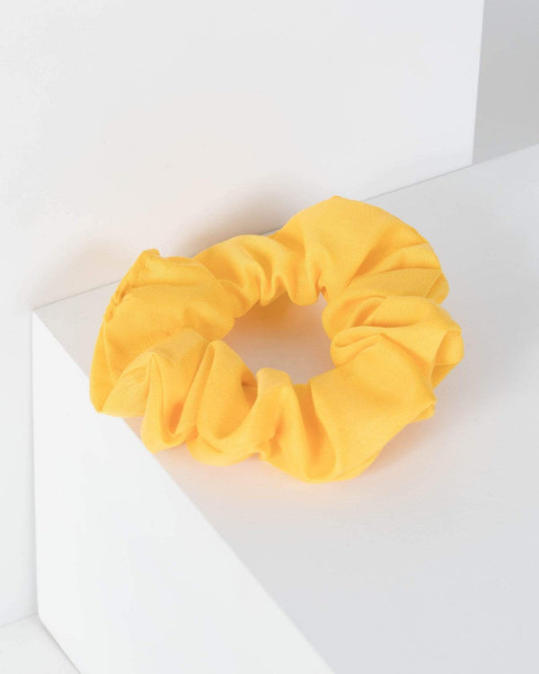 Yellow Plain Small Fabric Scrunchie | Accessories