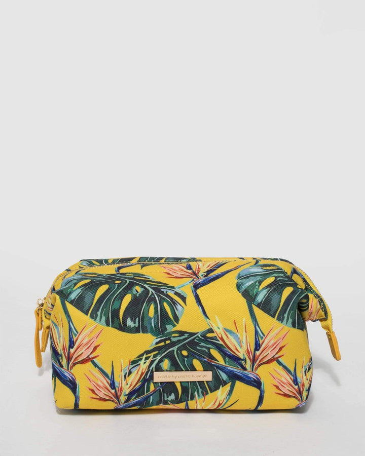 Yellow Print Structured Makeup Bag | Cosmetic Cases