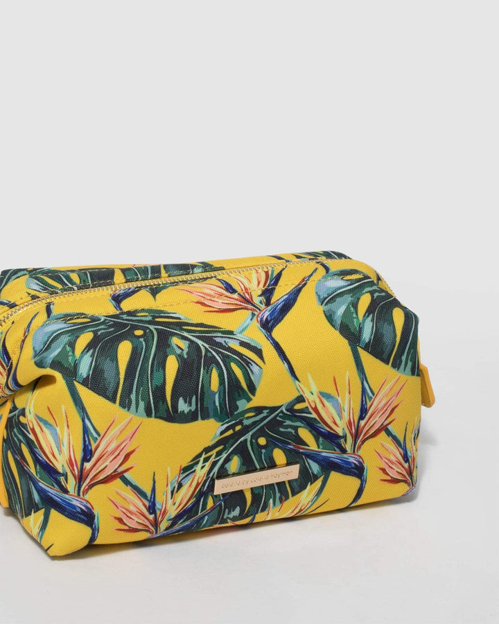 Yellow Print Structured Makeup Bag | Cosmetic Cases