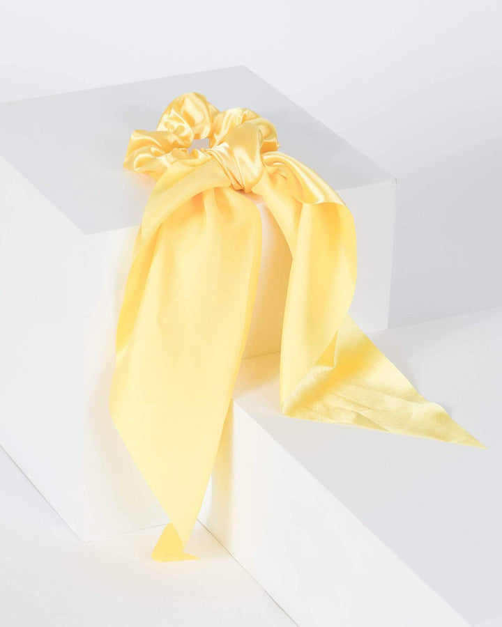 Yellow Soft Satin Scarf Scrunchie | Accessories