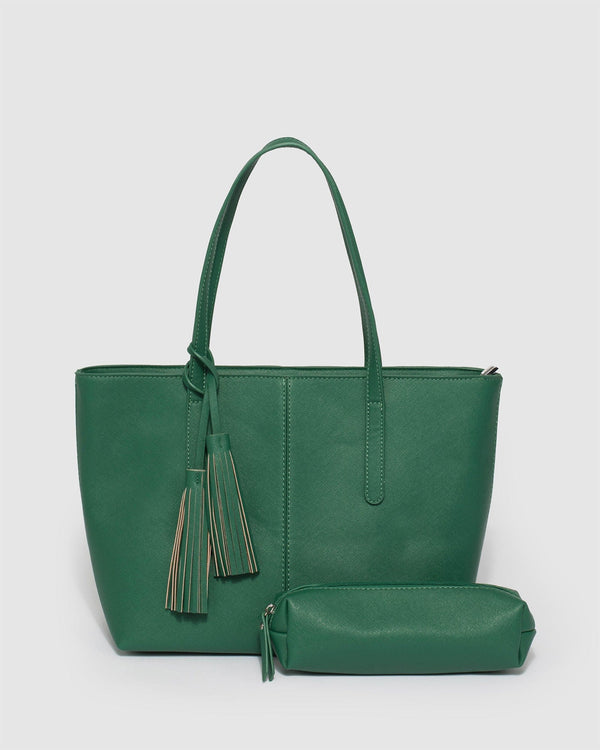 Colette by Colette Hayman Yesenia Tassel Green Tote Bag